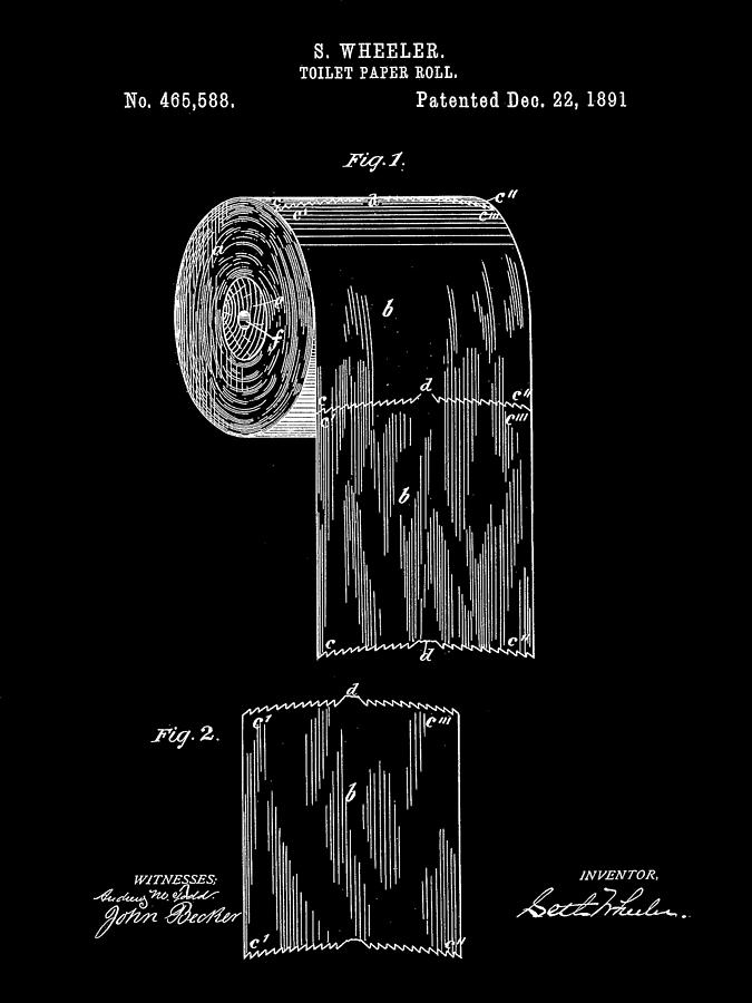 Toilet Paper Roll Patent 1891 - Black Digital Art by Stephen Younts ...