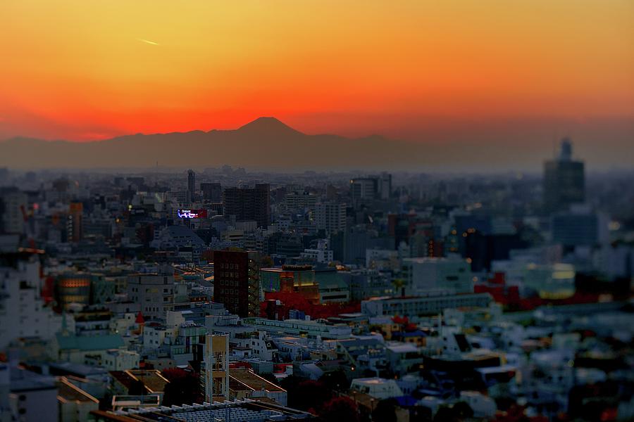 Tokyo And  Mt Fuji At Sunset #1 Photograph by Vladimir Zakharov