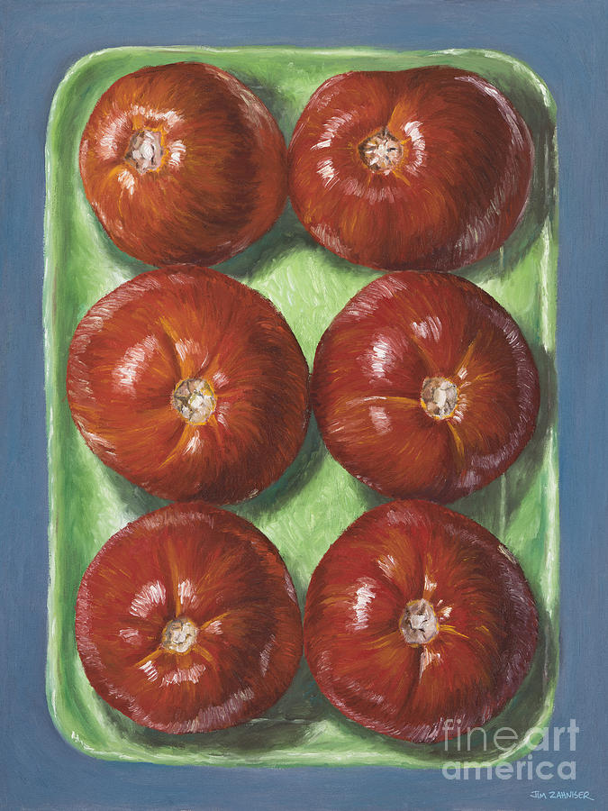 Still Life Digital Art - Tomatoes in Green Tray #2 by Jim Zahniser