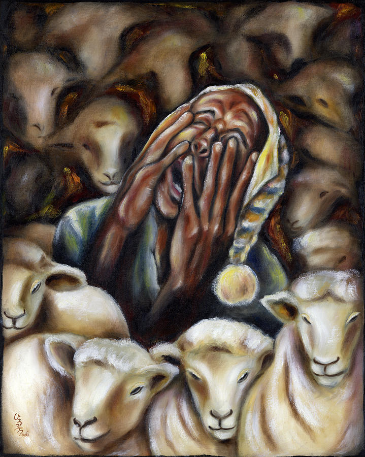 Too many sheep to sleep #1 Painting by Hiroko Sakai
