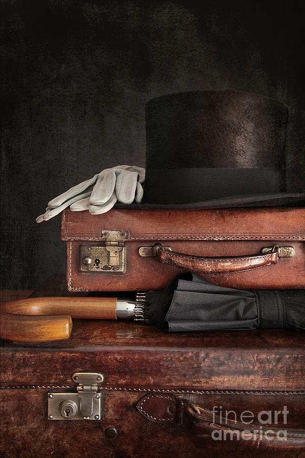 Top hat on old suitcases #1 Photograph by Sandra Cunningham