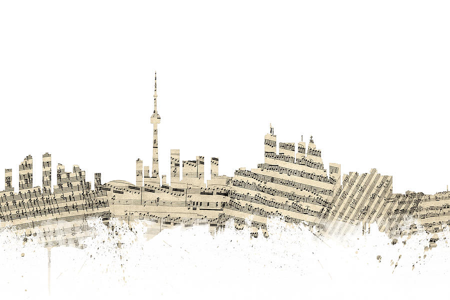 Toronto Canada Skyline Sheet Music Cityscape #1 Digital Art by Michael Tompsett