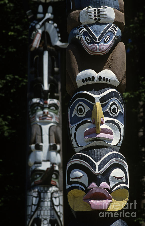 Totem pole park in Stanley Park  Vancouver British Columbia Cana #1 Photograph by Jim Corwin