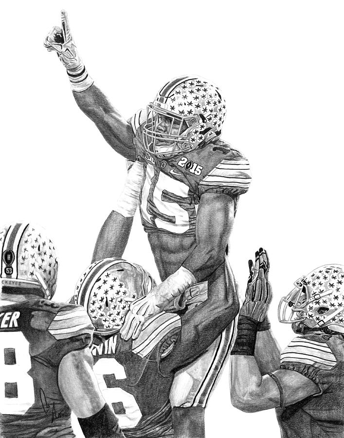 Football Drawing - Touchdown #1 by Bobby Shaw