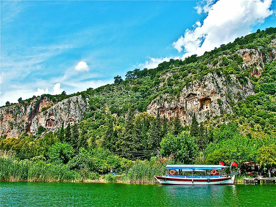 Tourboat Stops By Ancient Tombs In Daylan-turkey Photograph By Ruth 