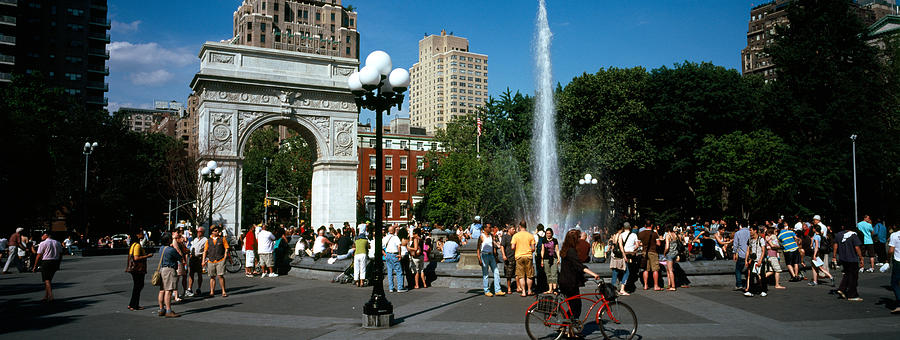 Architecture Photograph - Tourists At A Park, Washington Square #1 by Panoramic Images