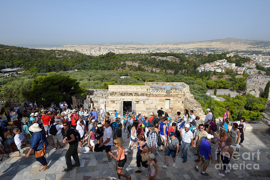 Tourists entering Acropolis of Athens in Greece #2 Photograph by George Atsametakis
