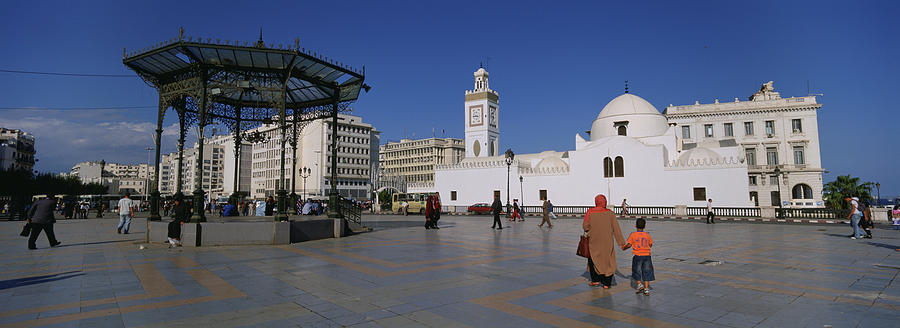 Transportation Photograph - Tourists Walking In Front Of A Mosque #1 by Panoramic Images