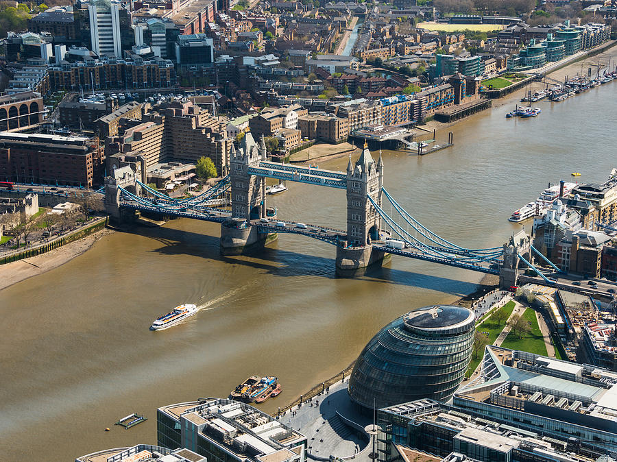 Tower Bridge And London City Hall Aerial View Photograph