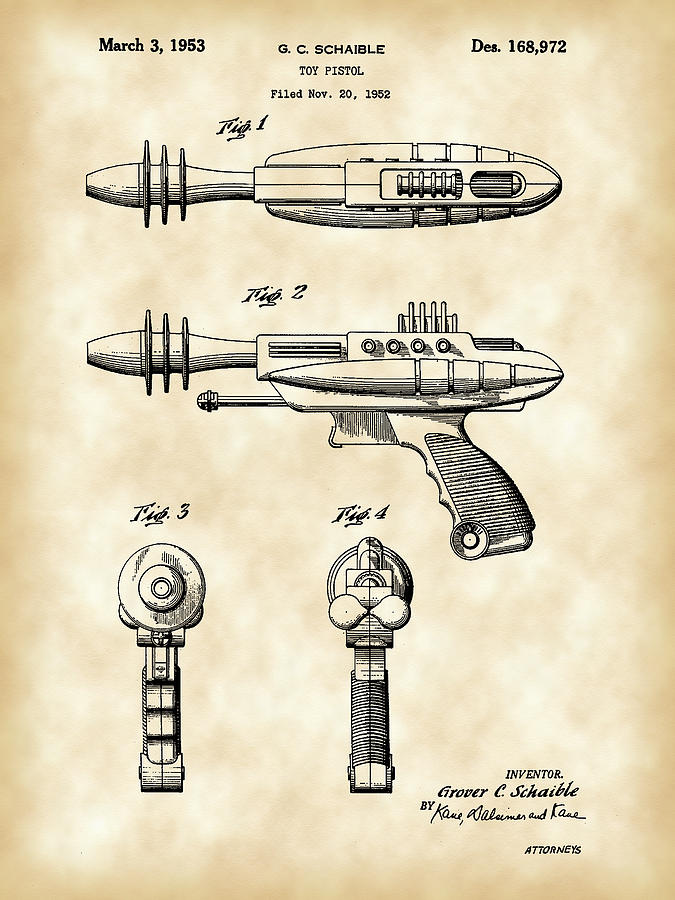 Science Fiction Digital Art - Toy Ray Gun Patent 1952 - Vintage by Stephen Younts