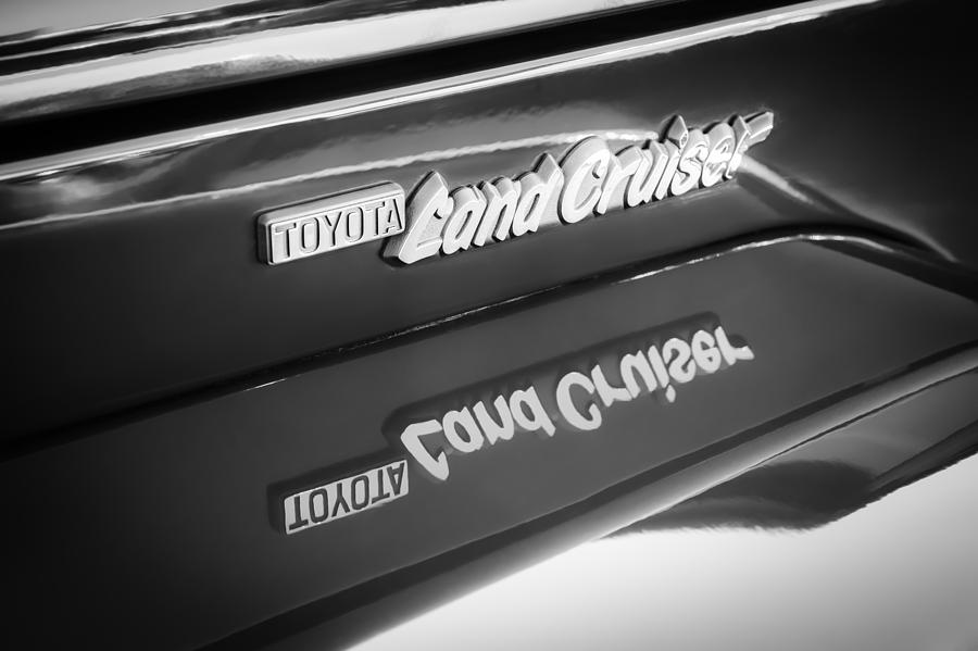 Black And White Photograph - Toyota Land Cruiser Emblem  #1 by Jill Reger