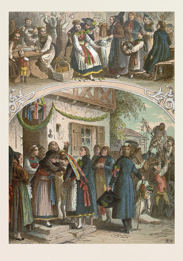 Traditional Hungarian Wedding, Hungary, 19th Century Drawing by ...