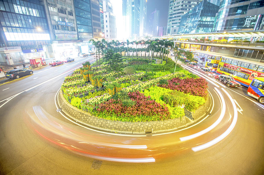 Traffic Around A Planted Roundabout In #1 Photograph by James Morgan