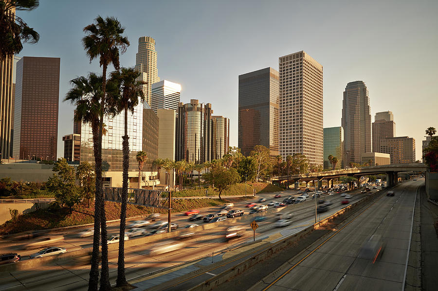 Traffic In Downtown Los Angeles #1 Photograph by Steve Lewis Stock