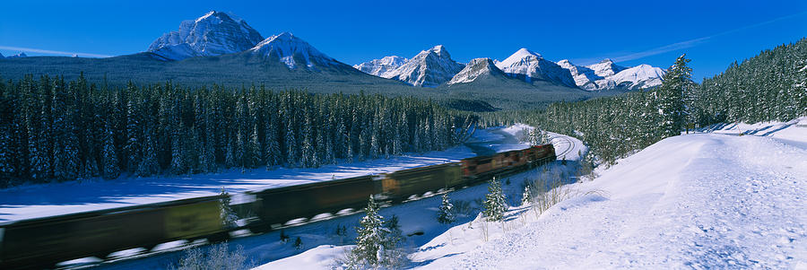 Train Moving On A Railroad Track #1 Photograph by Panoramic Images