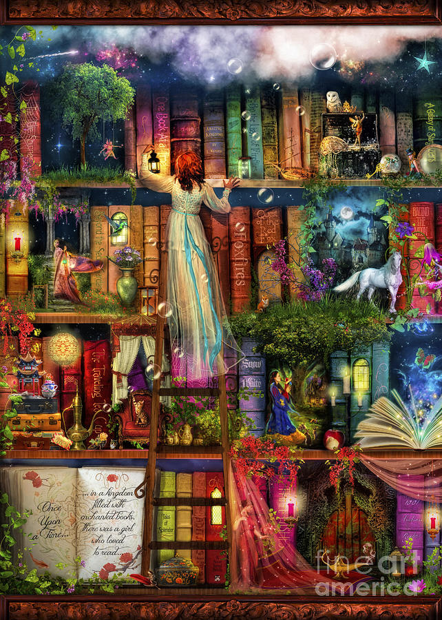 Treasure Hunt Book Shelf #1 Digital Art by MGL Meiklejohn Graphics Licensing