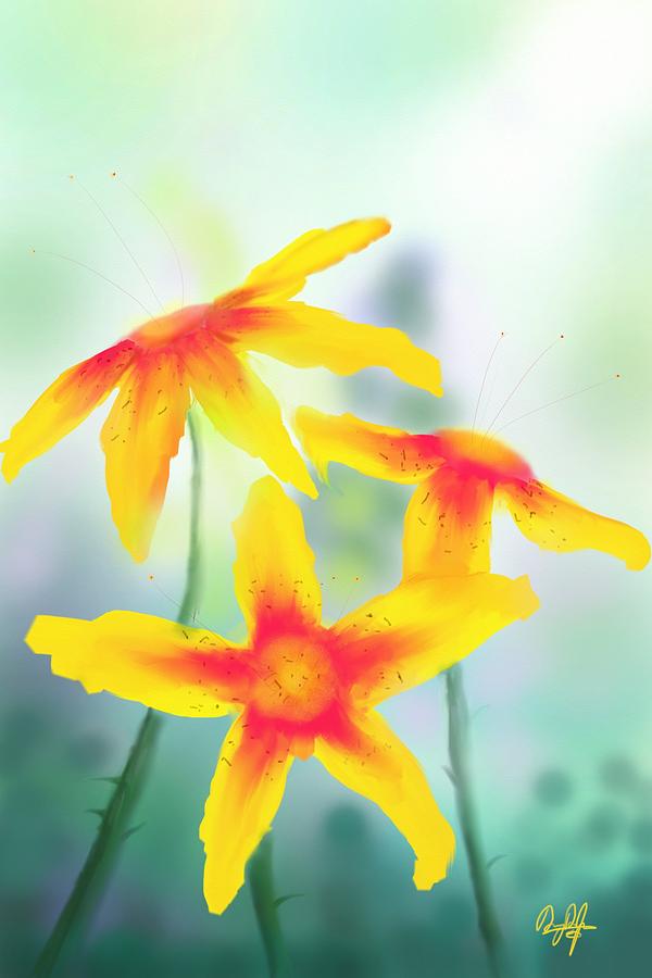 Flower Digital Art - Triplets by Douglas Day Jones
