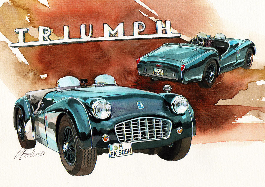 Triumph TR3 #2 Painting by Yoshiharu Miyakawa