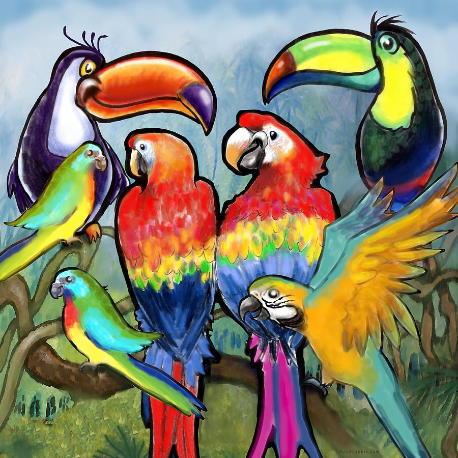 Tropical Birds #2 Digital Art by Kevin Middleton