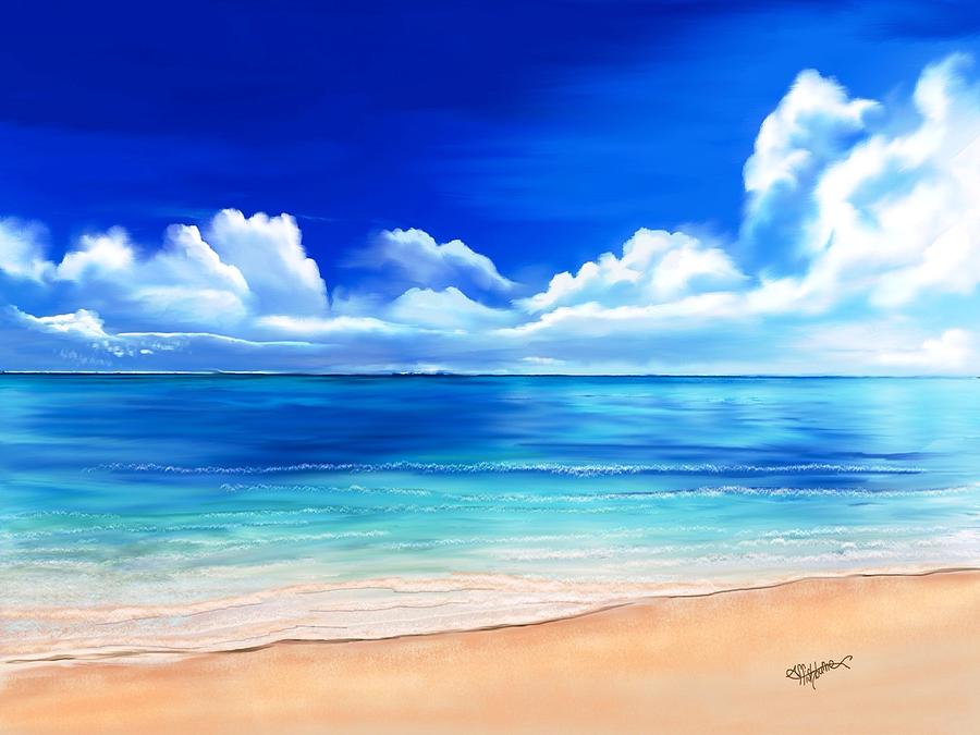 Beach Digital Art - Tropical blue #1 by Anthony Fishburne