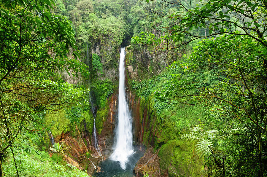 Tropical Waterfall In Volcanic Crater #1 Photograph by Ogphoto