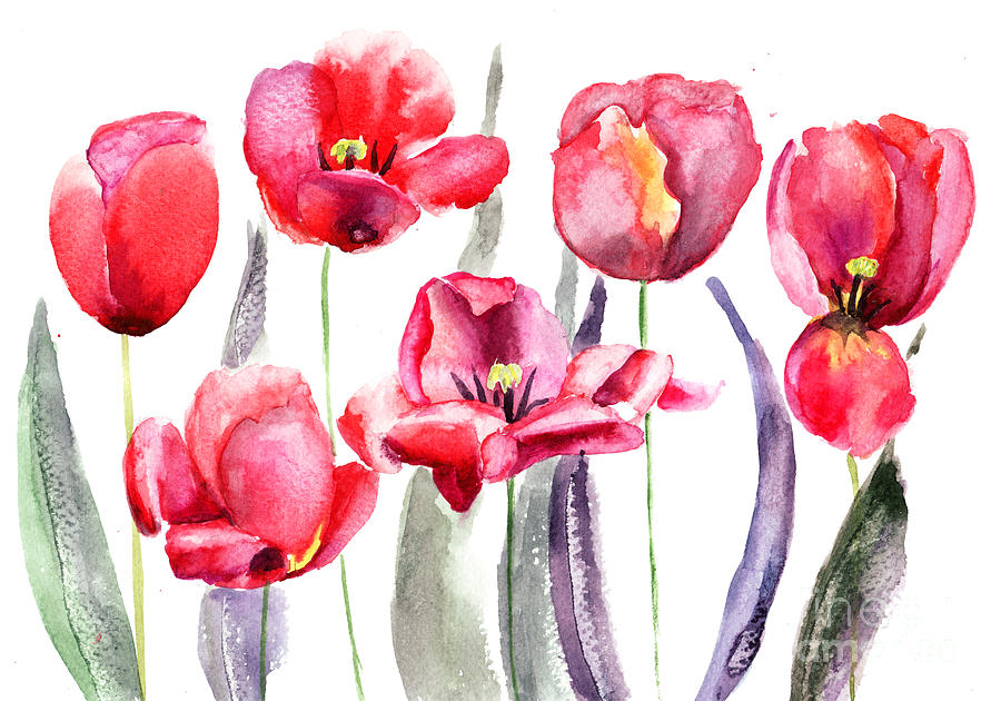 Tulips flowers  #1 Painting by Regina Jershova