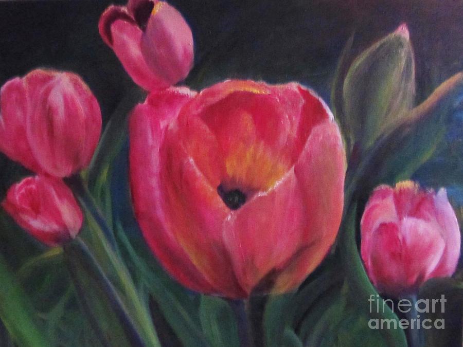 Tulips in Bloom #1 Painting by Trilby Cole