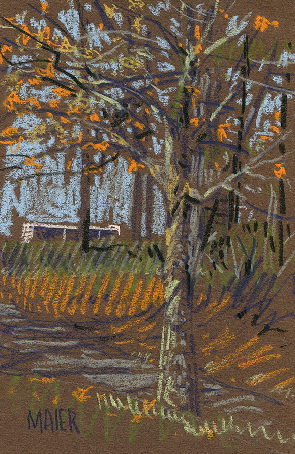 Landscape Drawing - Turning Leaves by Donald Maier Landscape Drawing - Turning Leaves by Donald Maier