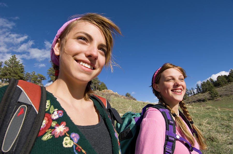 Two Girls Hiking Photograph by Tom Bol - Fine Art America