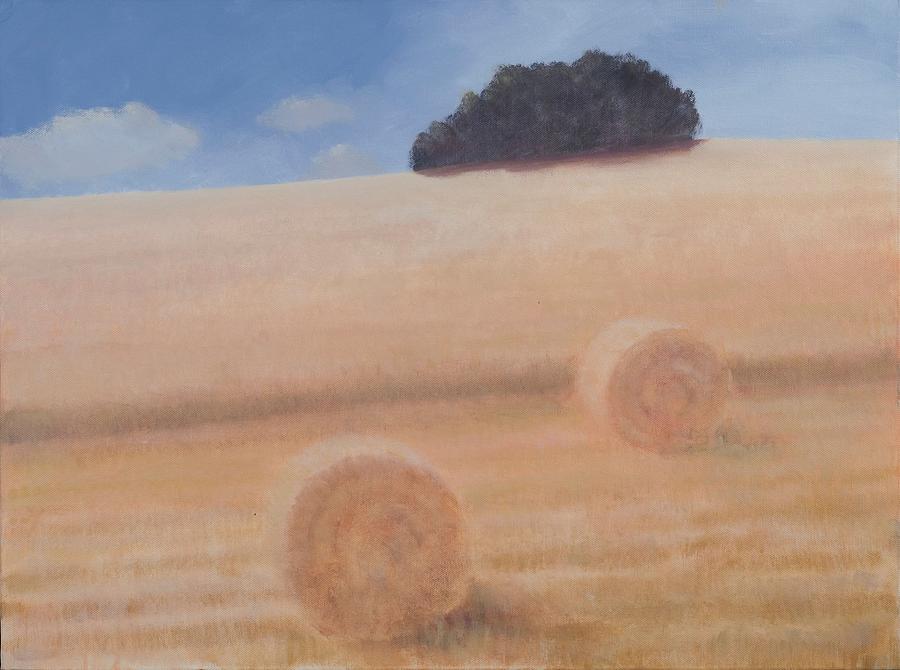 Summer Photograph - Two Hay Bales, 2012 Acrylic On Canvas by Lincoln Seligman