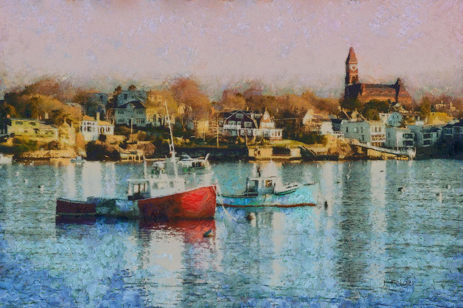 Digiital Painting of Marblehead Harbor Photograph by Jeff Folger