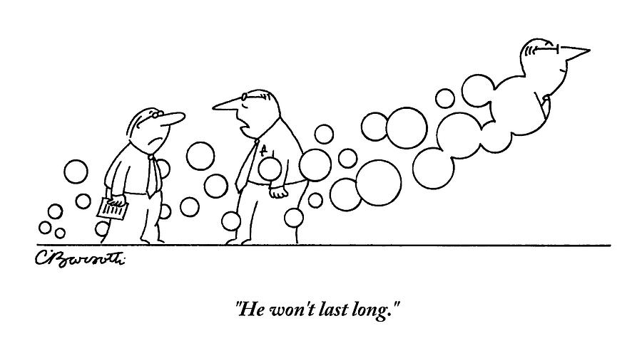 Two Men Are Speaking With Each Other As Bubbles #1 Drawing by Charles Barsotti