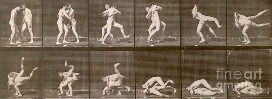 Eadweard Muybridge Photograph - Two Men Wrestling by Eadweard Muybridge