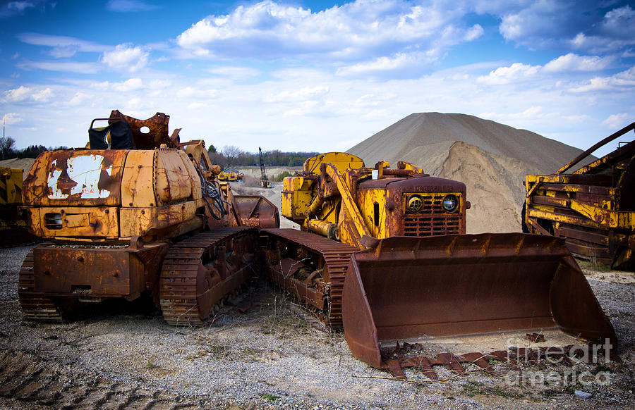 Two old bulldozers #1 Photograph by Les Palenik