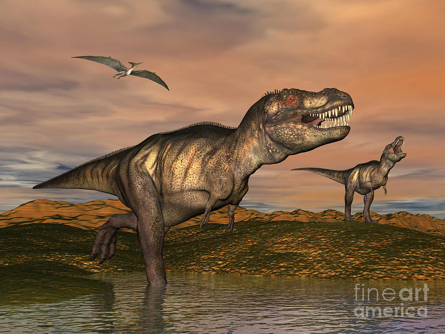 Tyrannosaurus Rex Dinosaurs #1 Digital Art by Elena Duvernay
