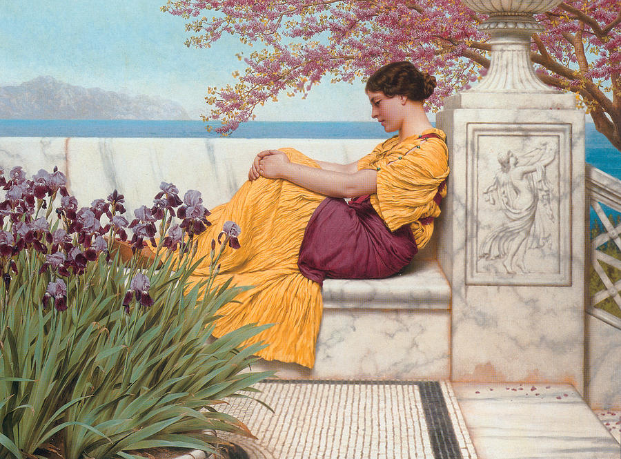John William Godward Painting - Under the Blossom that Hangs on the Bough #1 by John William Godward