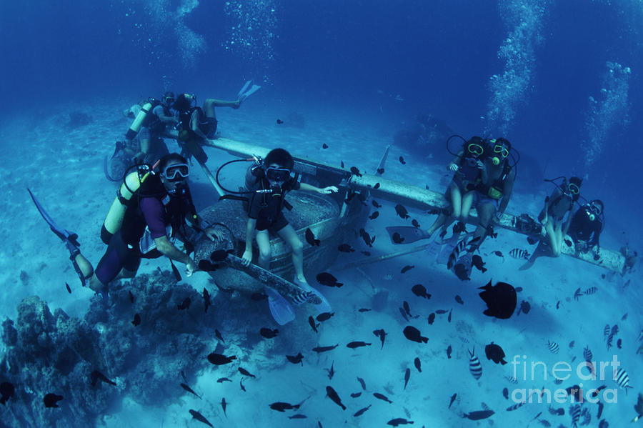 Underwater plane wreck off Tahiti #1 Photograph by Spl