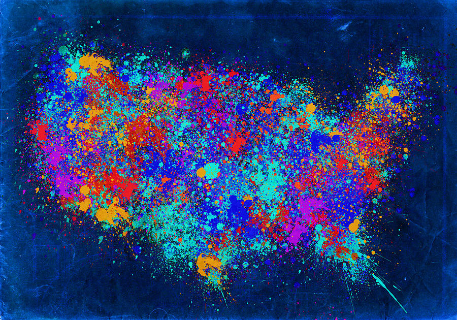 United States Splat Color Map #1 Painting by Bekim M