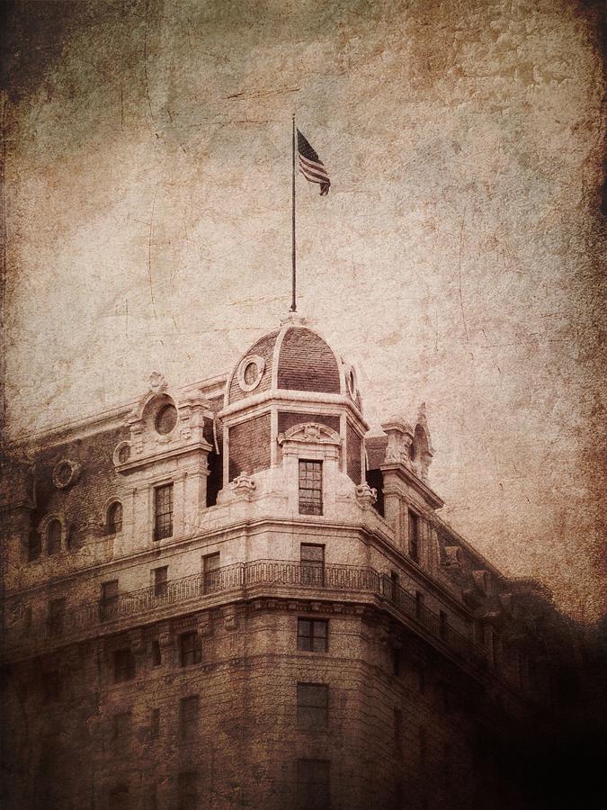 Architecture Photograph - Flag Atop the Willard Hotel by A R Williams