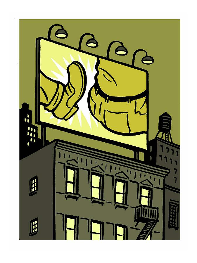 A Billboard Depicts A Butt Kick Drawing by Christoph Niemann A Billboard Depicts A Butt Kick Drawing by Christoph Niemann