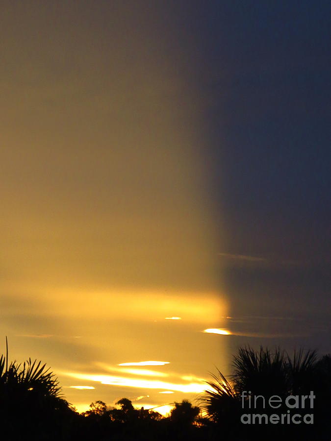 Unusual Florida Sunset With Partial Blockage In Shadow. #1 Photograph by Robert Birkenes