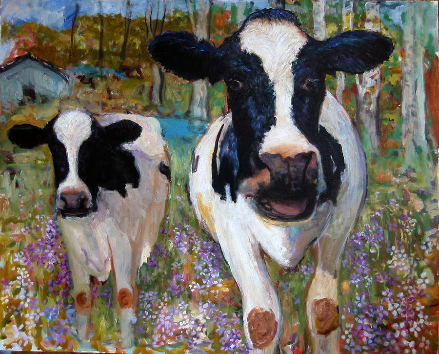 Primary Colors Painting - Up Front Cows #1 by Paul Emory