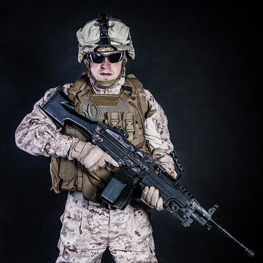 U.s. Marine With His Assault Rifle Photograph by Oleg Zabielin - Fine ...