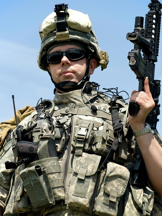 U.s. Soldier In Camouflage Uniform Photograph by Oleg Zabielin - Fine ...