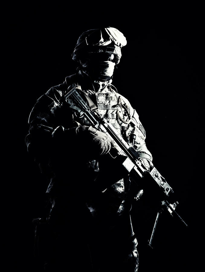 U.s. Soldier In Combat Uniform, Armed Photograph by Oleg Zabielin ...