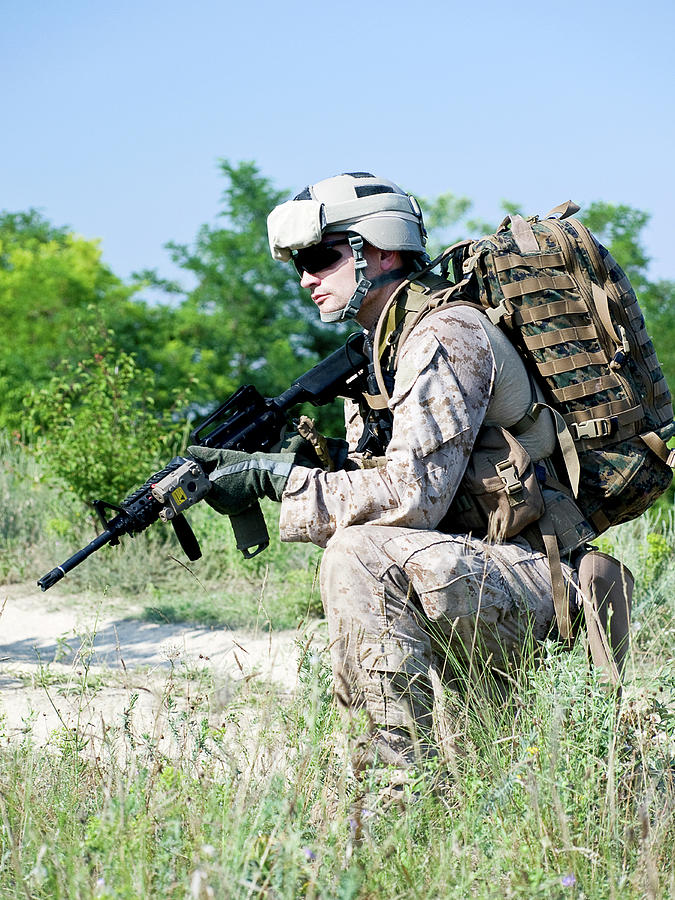 U.s. Soldier With Assault Rifle Photograph by Oleg Zabielin - Fine Art ...