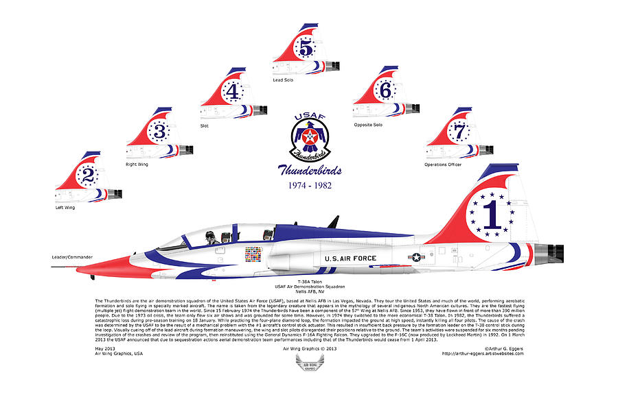USAF Thunderbirds T-38A Talon #5 Digital Art by Arthur Eggers