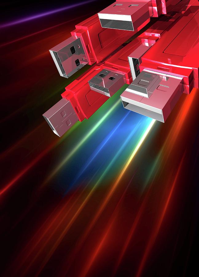 Illustration Photograph - Usb Sticks #1 by Victor Habbick Visions/science Photo Library