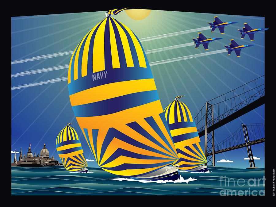 Sunrise Digital Art - USNA High Noon Sail #1 by Joe Barsin Sunrise Digital Art - USNA High Noon Sail #1 by Joe Barsin