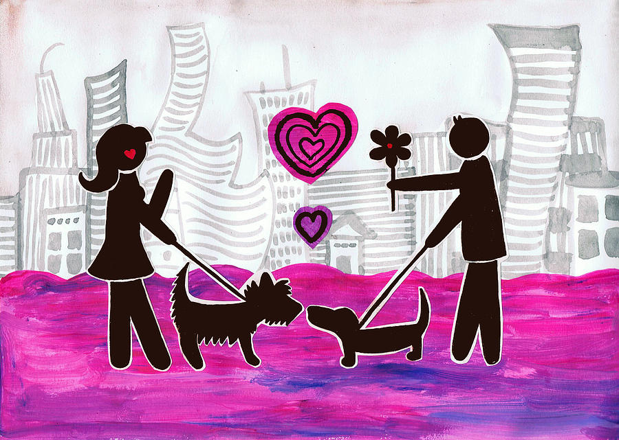 Valentine Dogs Painting by MotionAge Designs